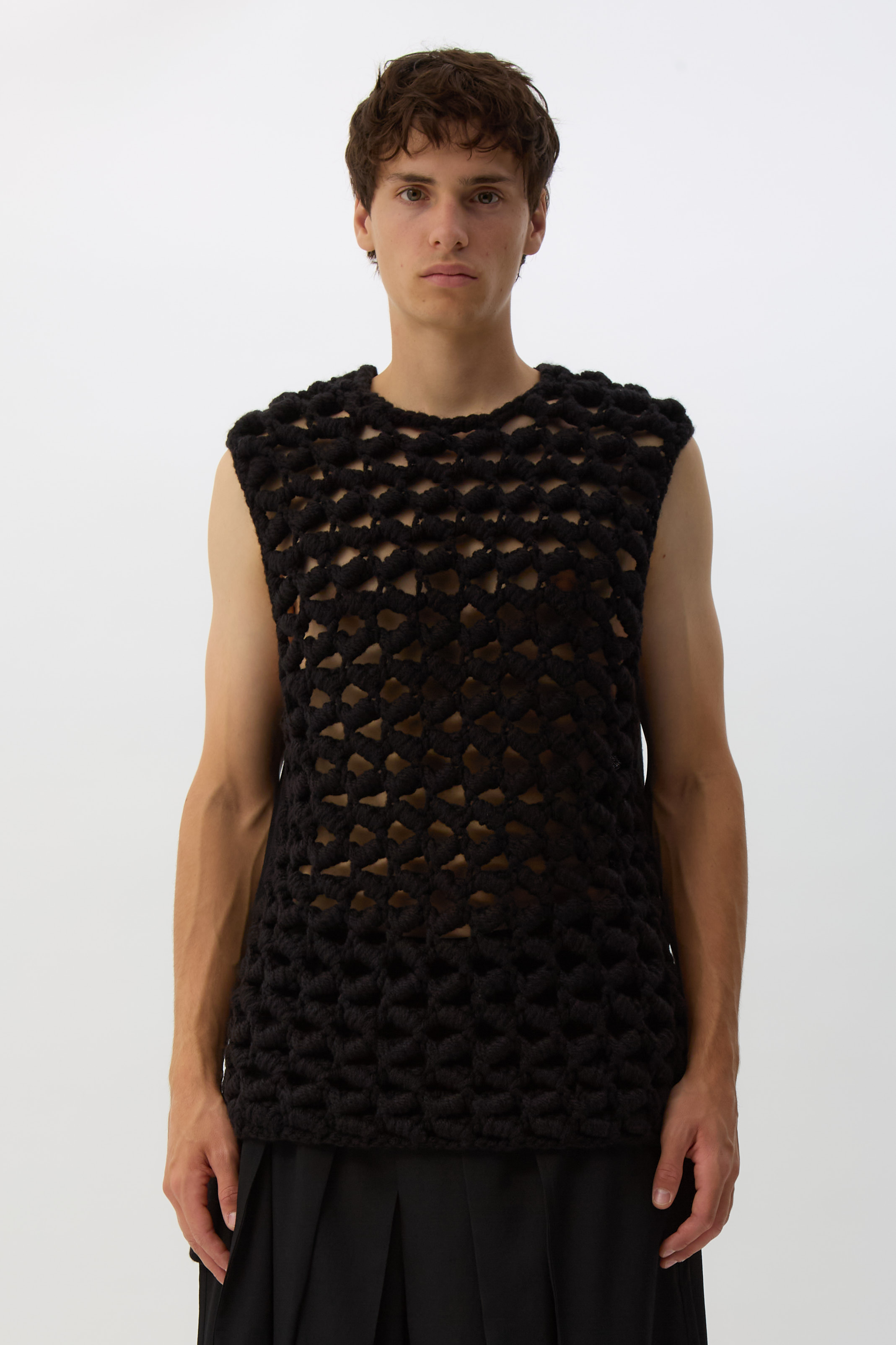 Black Open-Weave Knit Vest