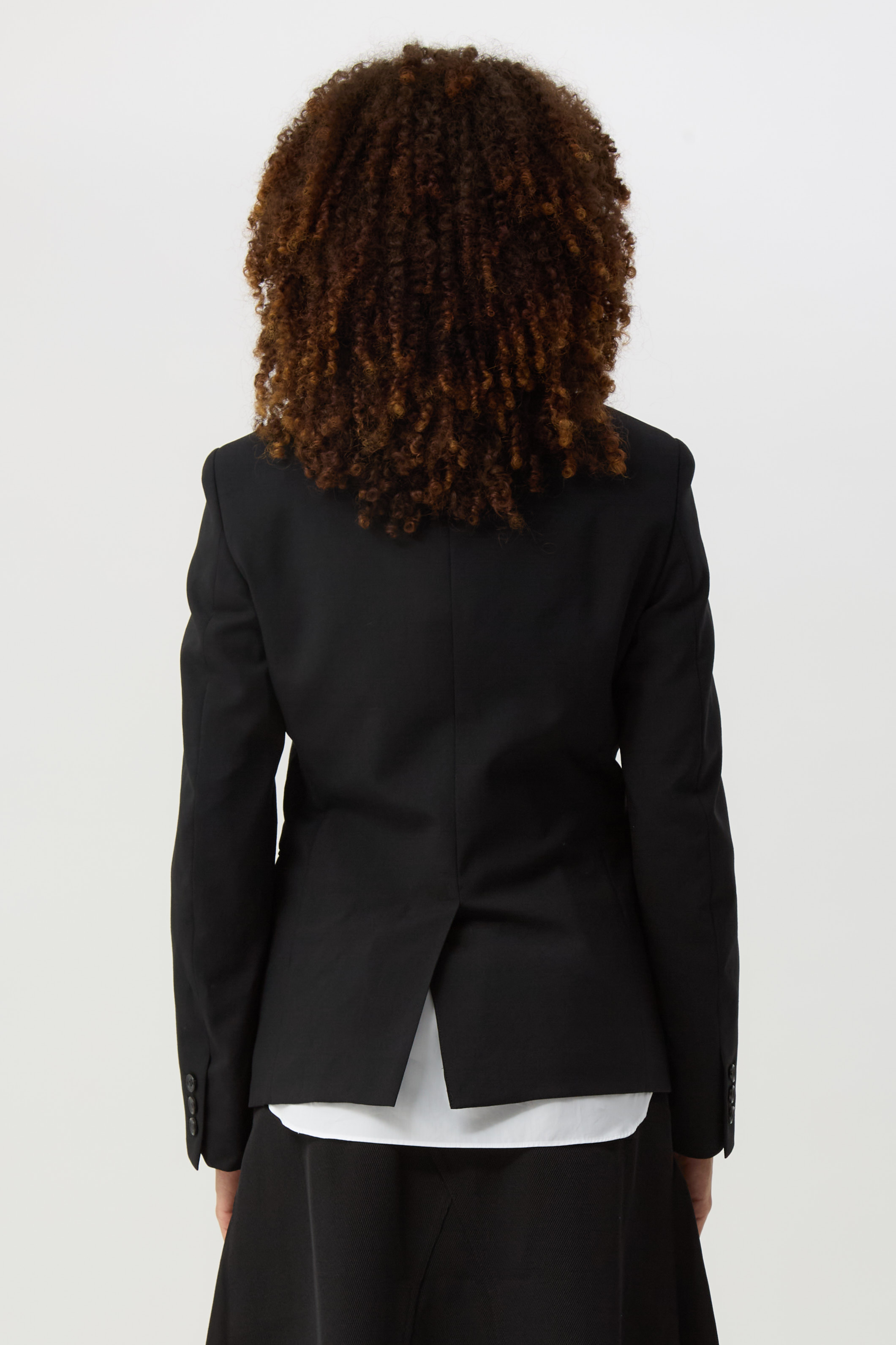 Black Rounded-Collar Jacket