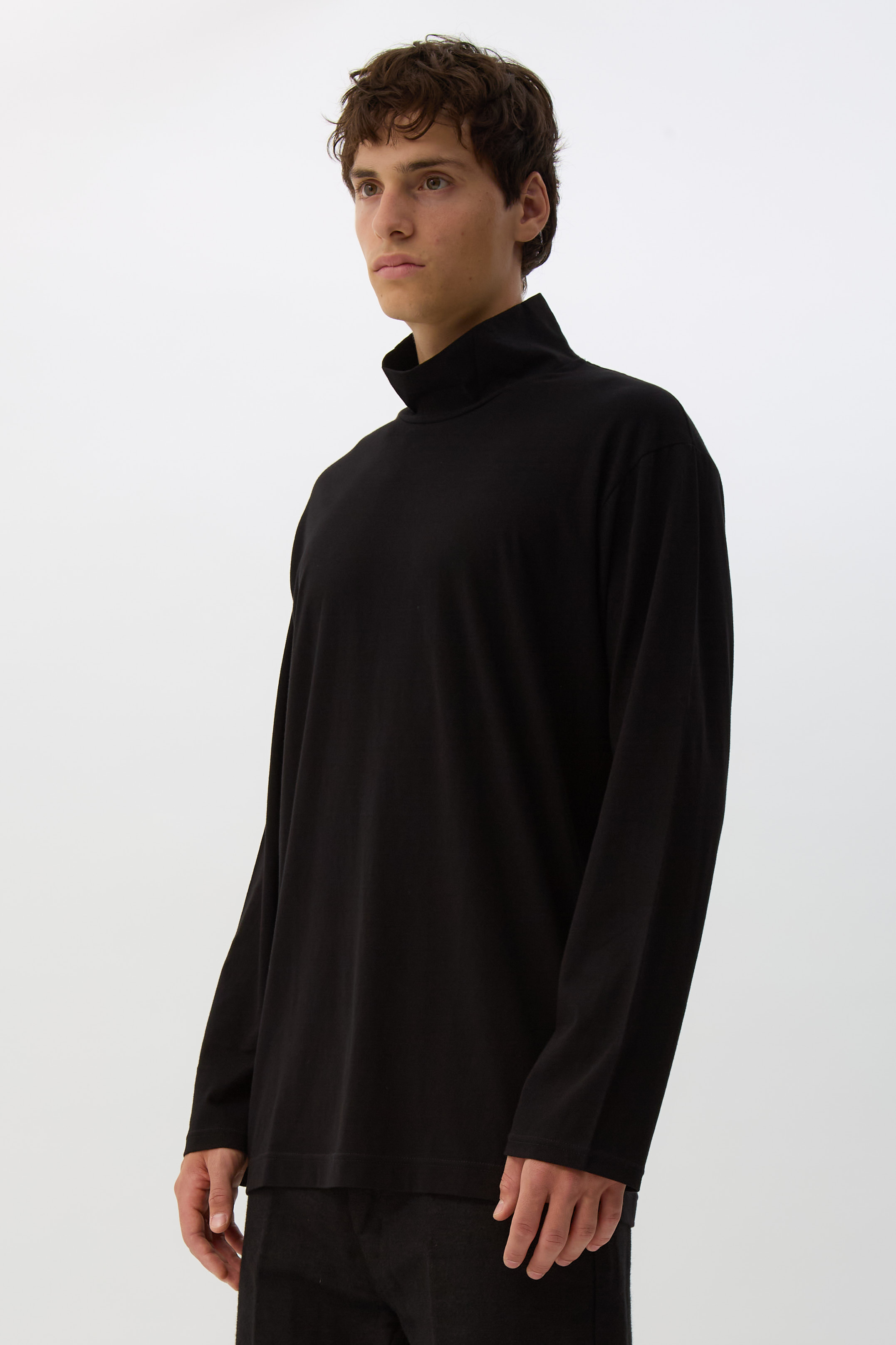 Black High Neck Long-Sleeve T