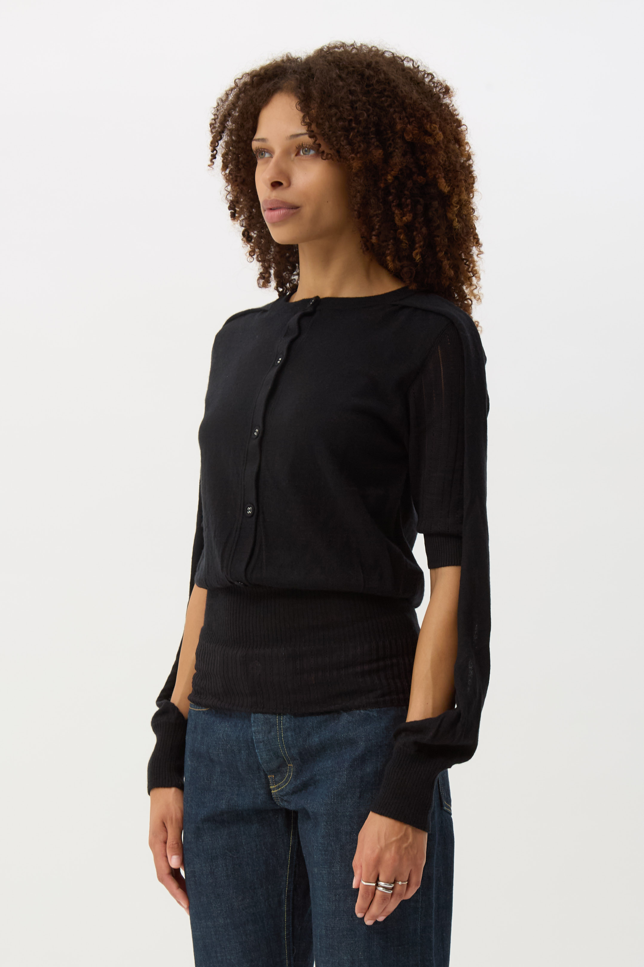 Nebular Black Corella Double Sleeve Jumper