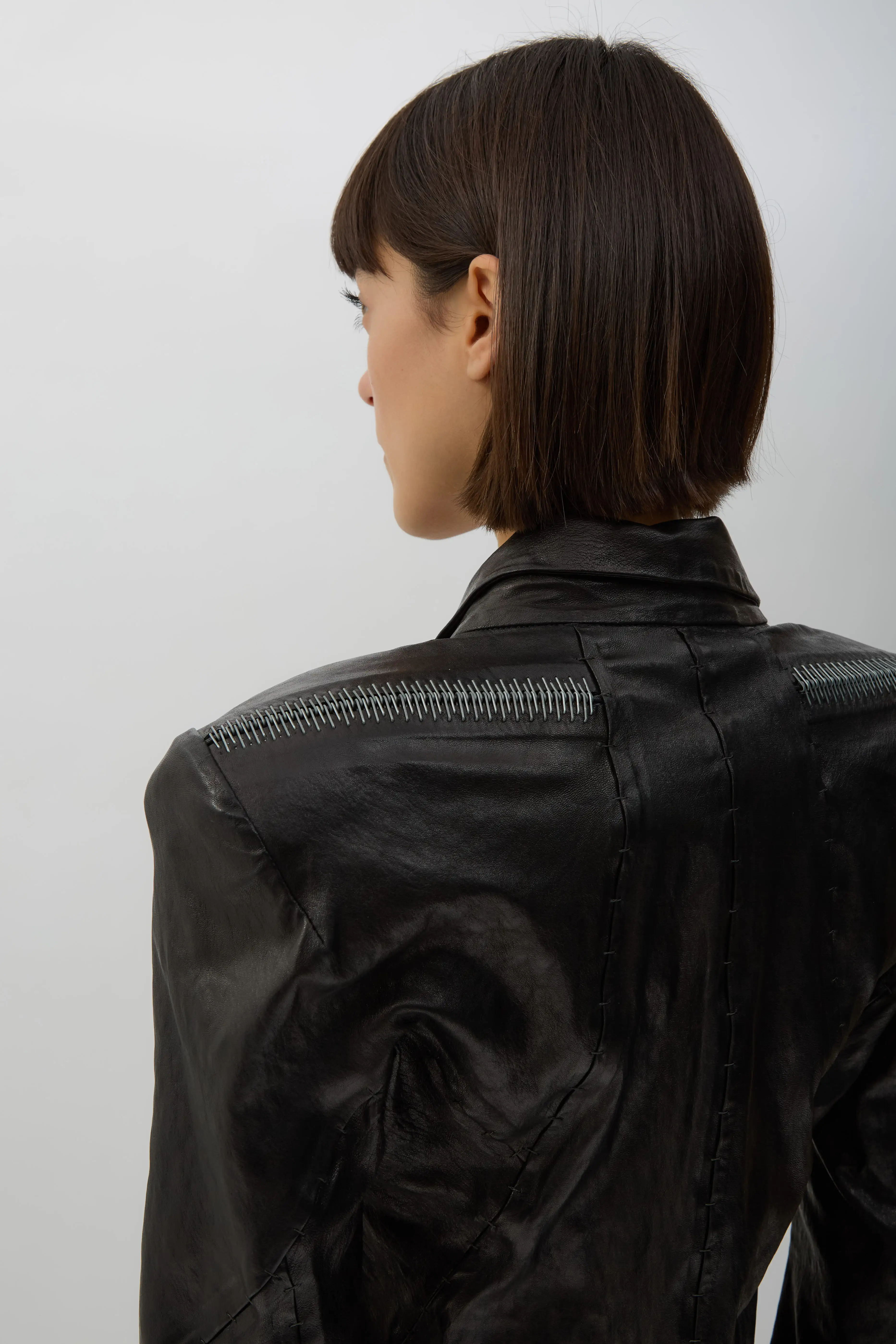 Black Epaulée Leather-Blazer