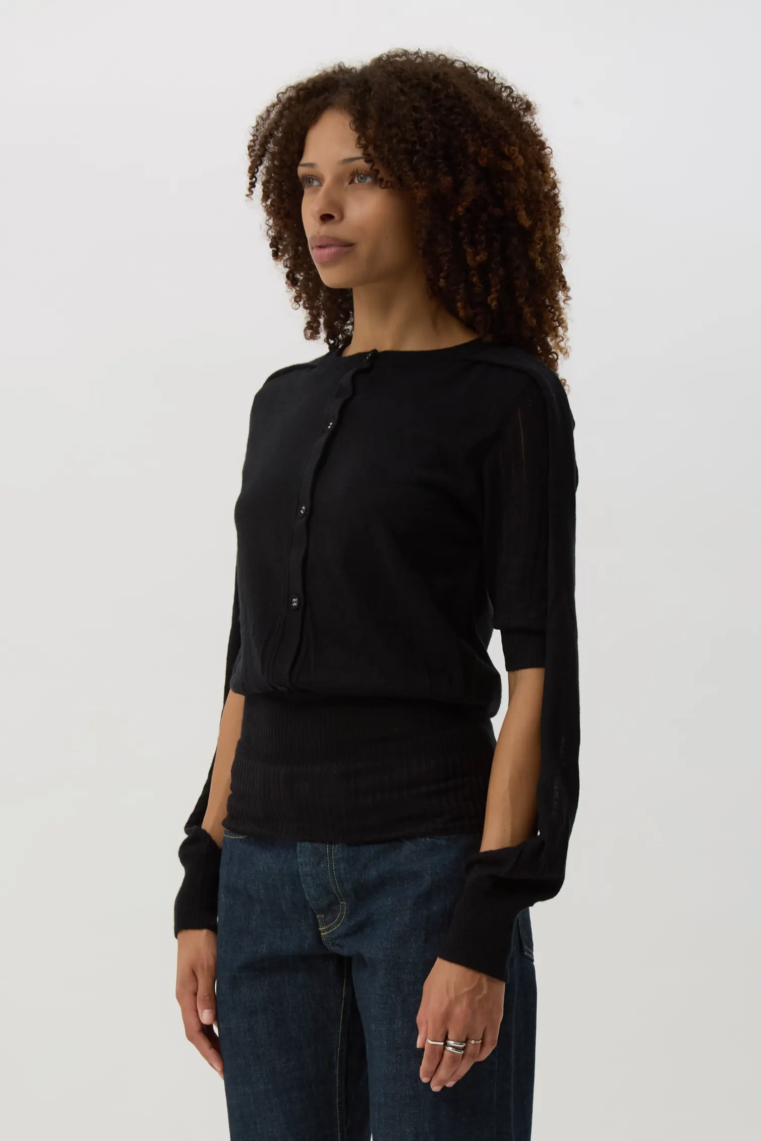 Nebular Black Corella Double Sleeve Jumper