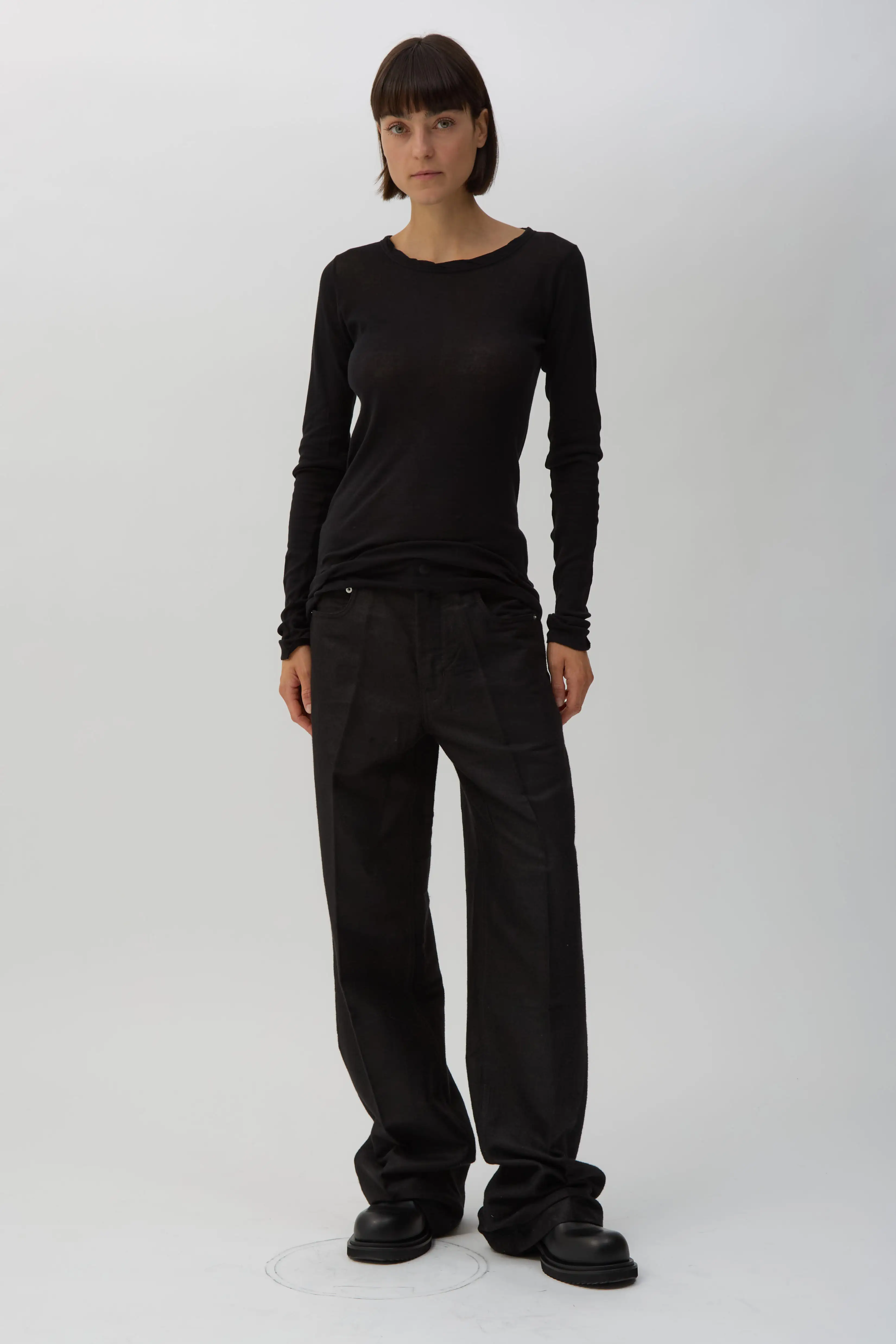 Black Rib Long-Sleeve T