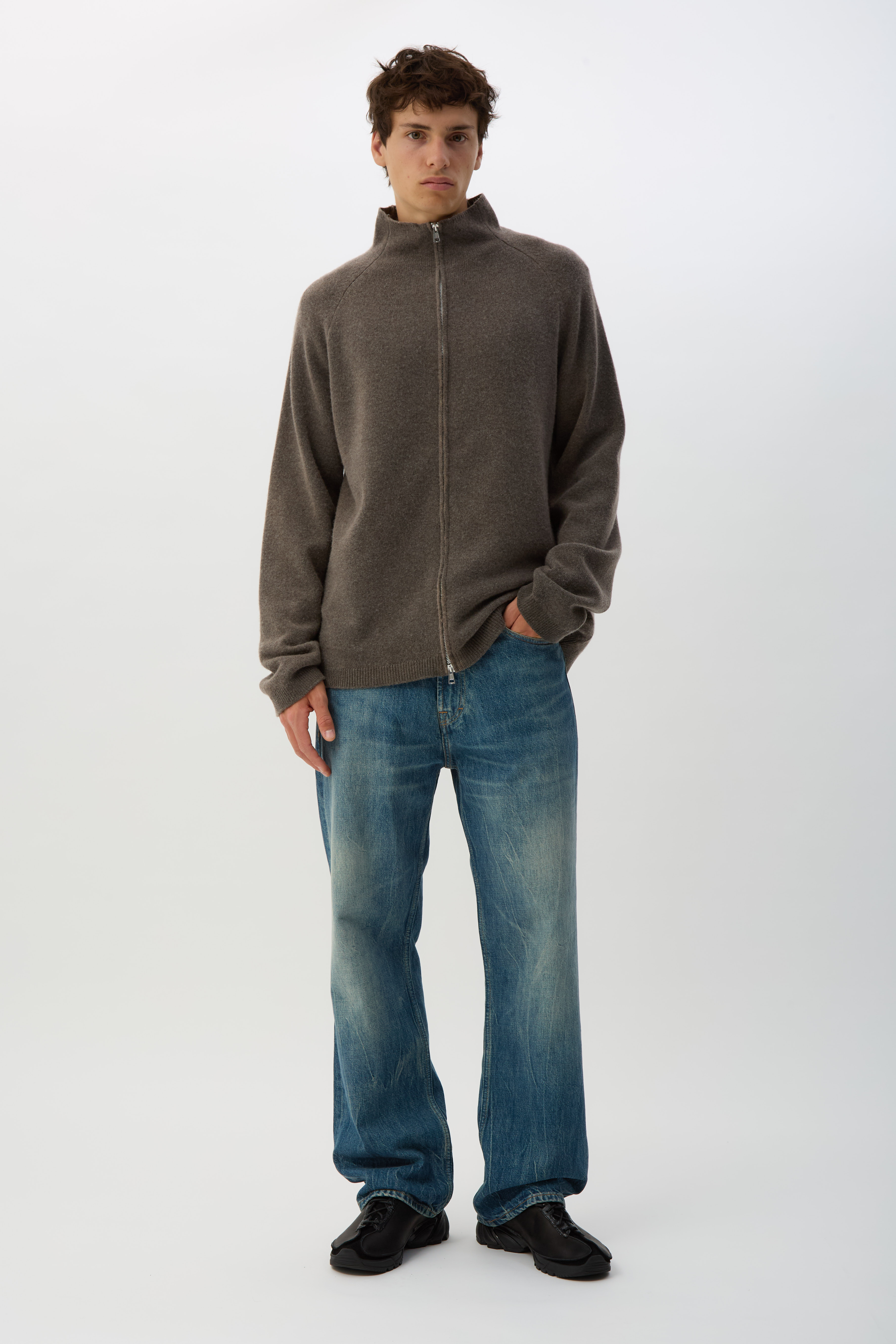 Mud Spray Dye Line Zip Cardigan
