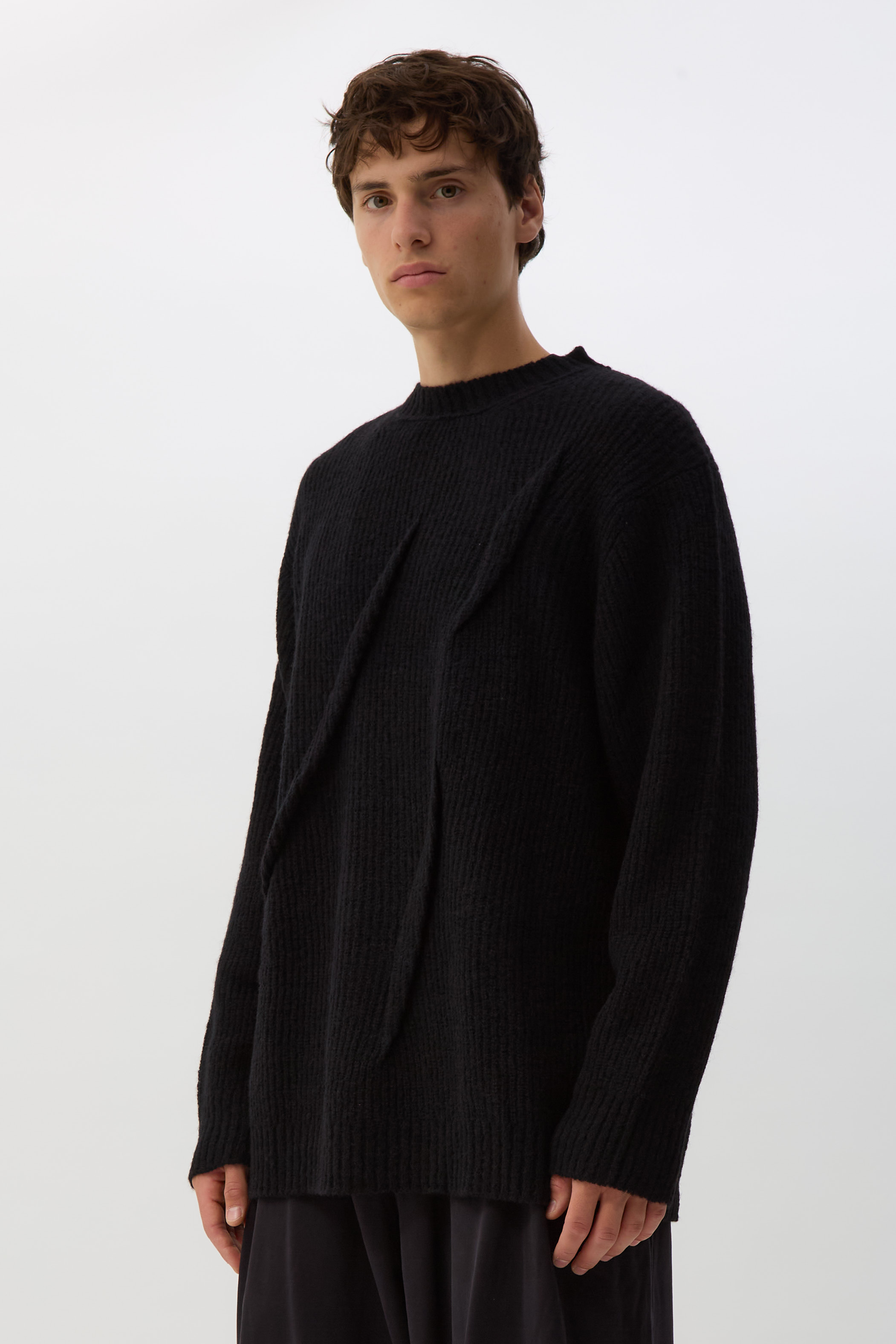 Black Tuck Round Neck Pullover