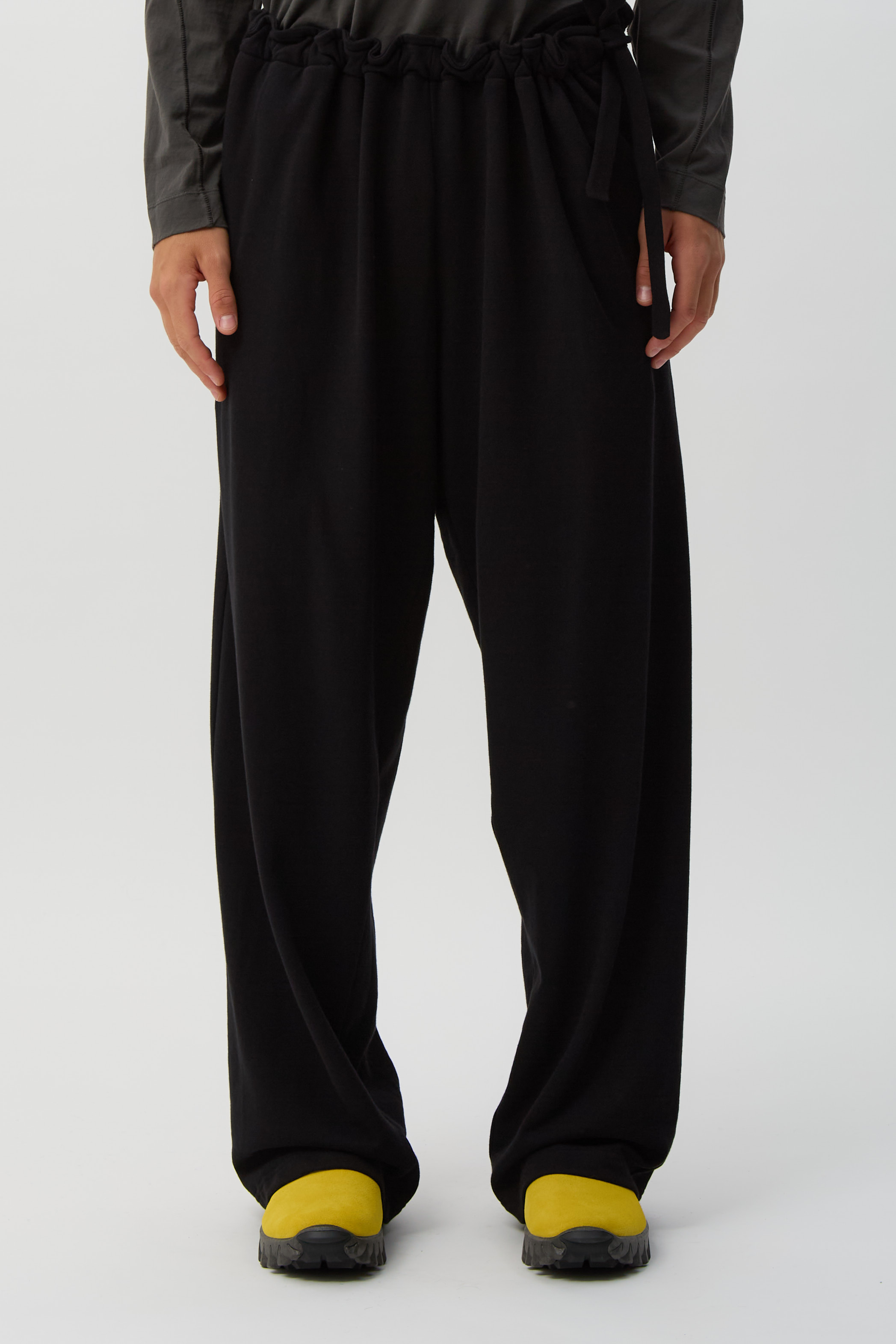 Smooth Black Oscar Wide Trousers