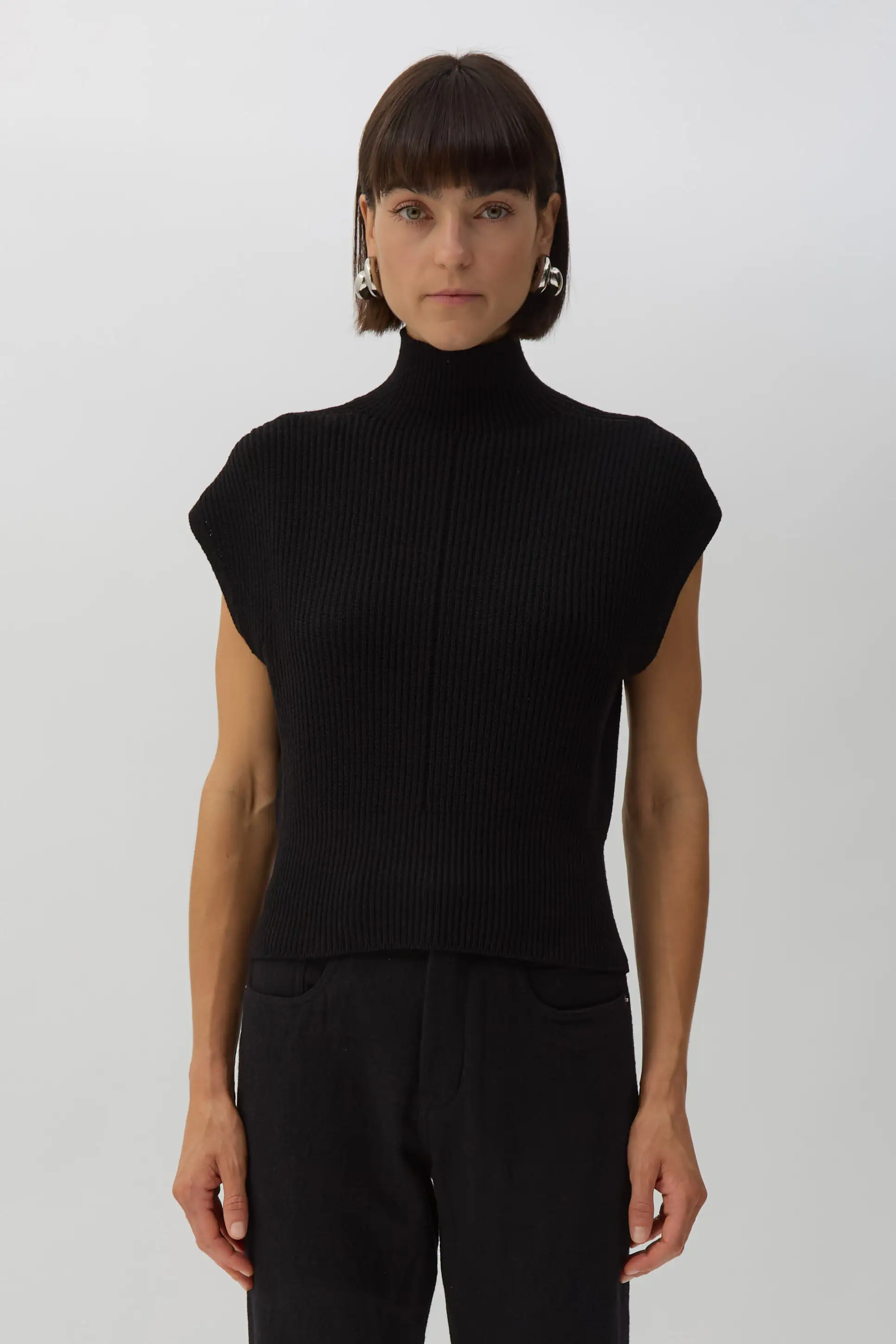 Black Short-Sleeve Turtle Top