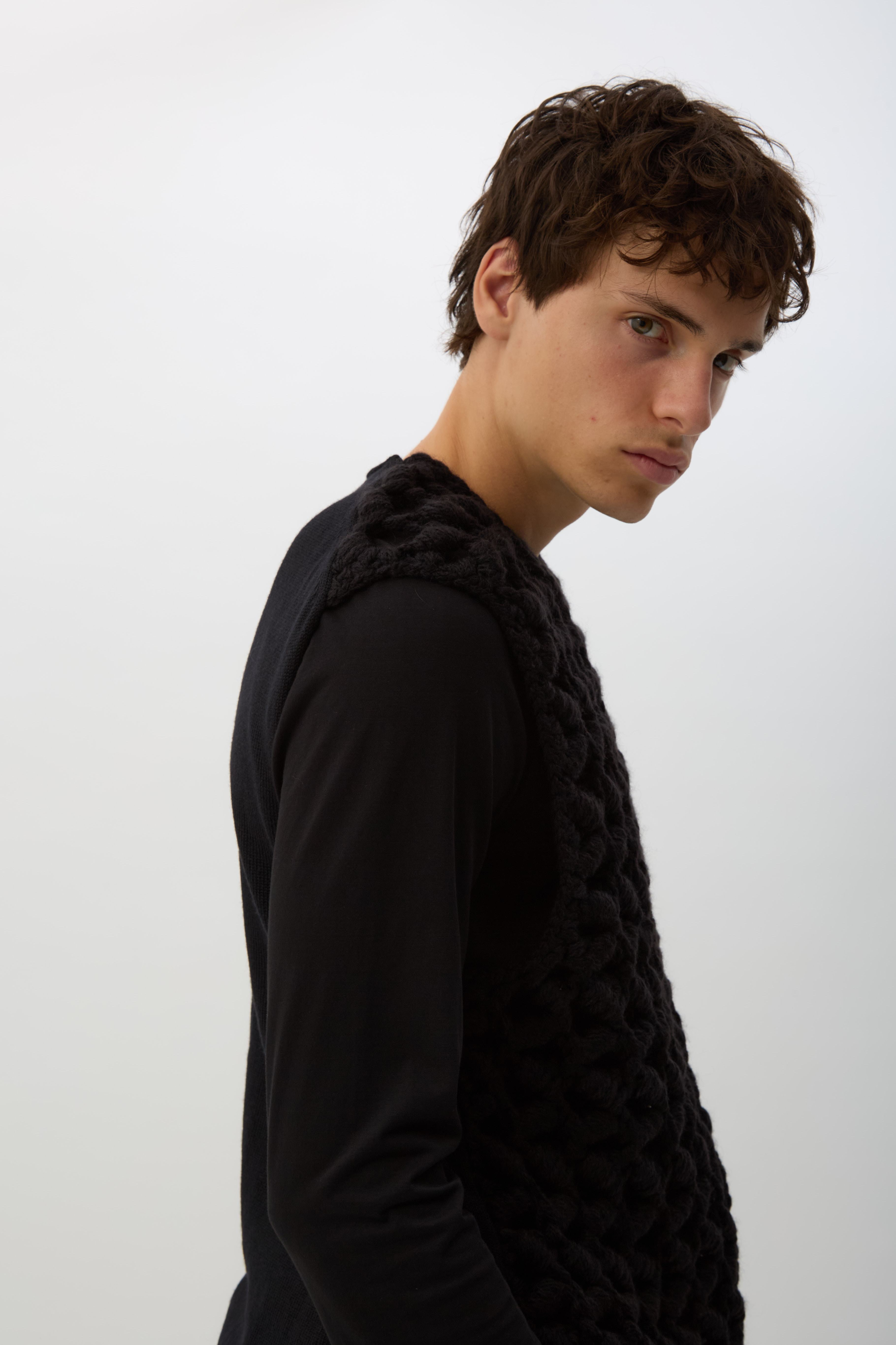 Black Open-Weave Knit Vest