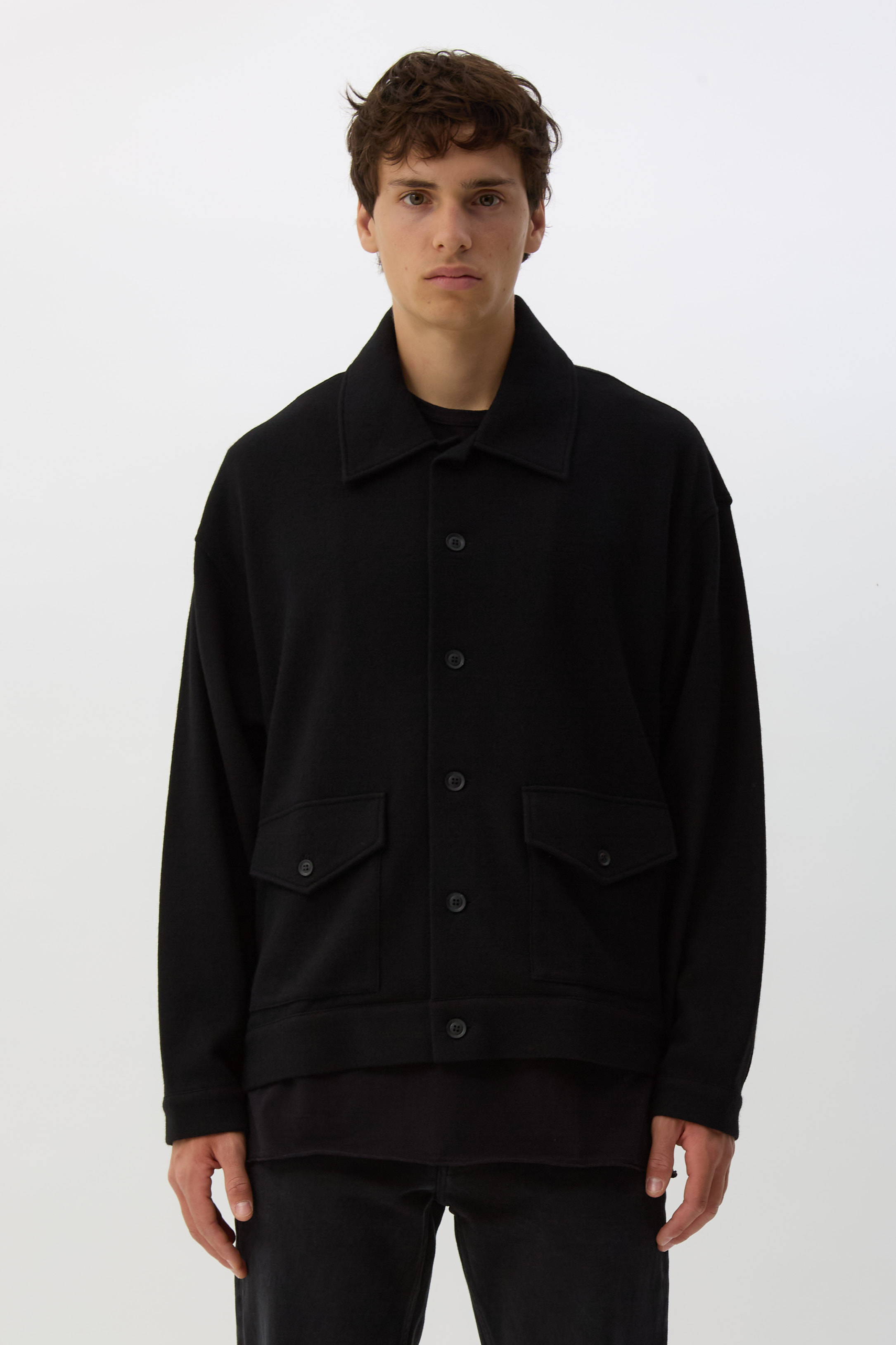Black Stand Collar Blouson