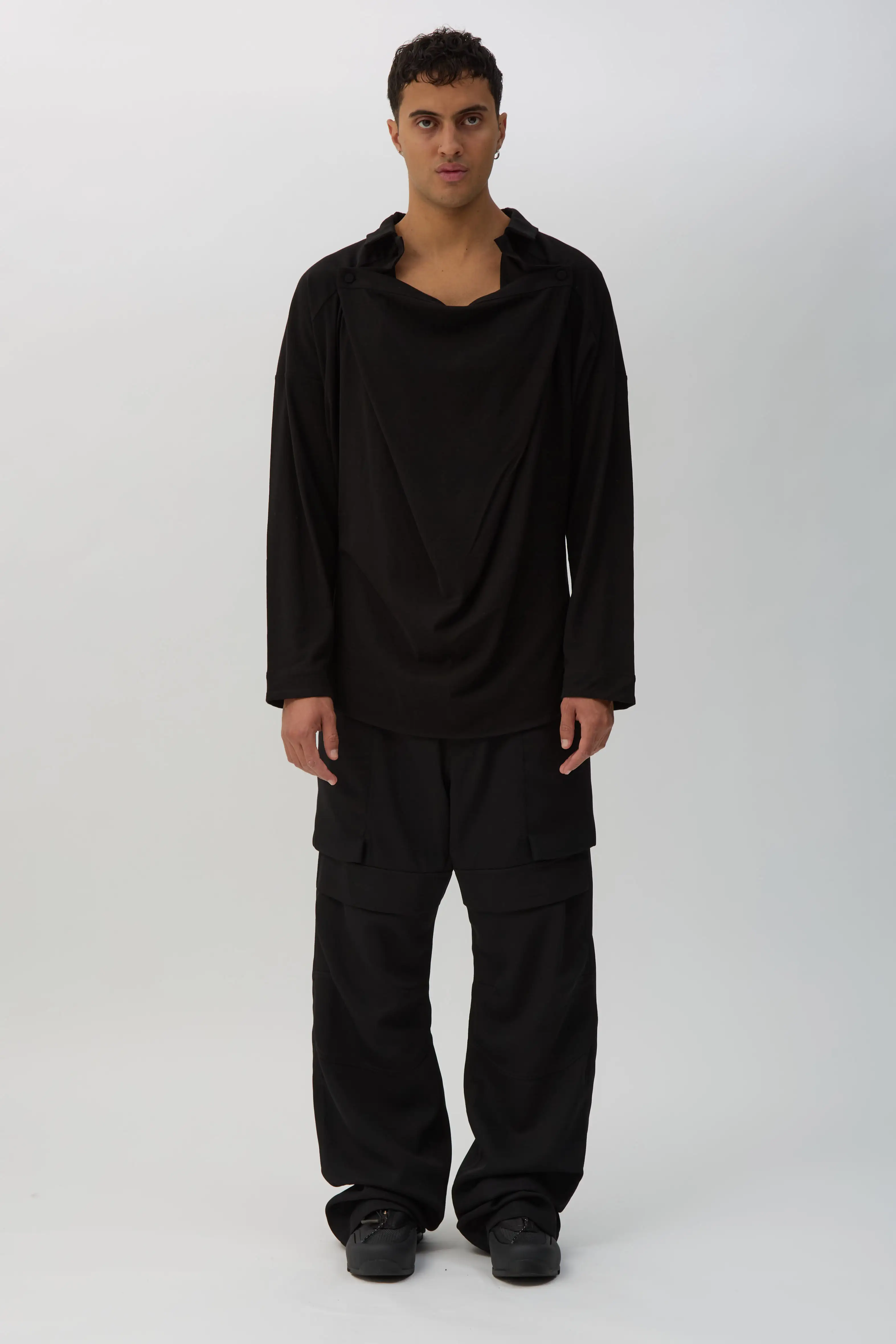 True Black Iskar Draped Shirt