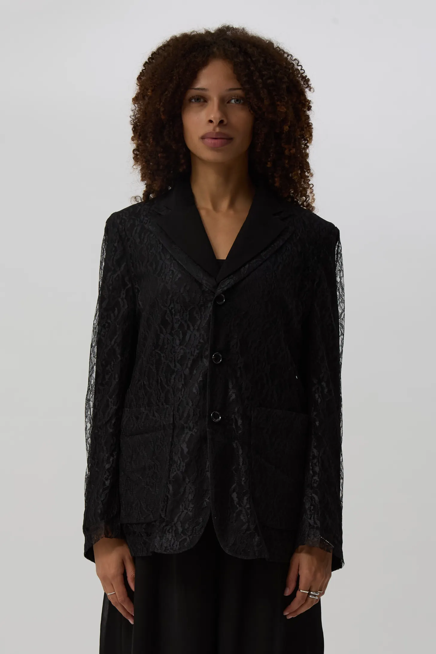 Black Layered Lace Blazer