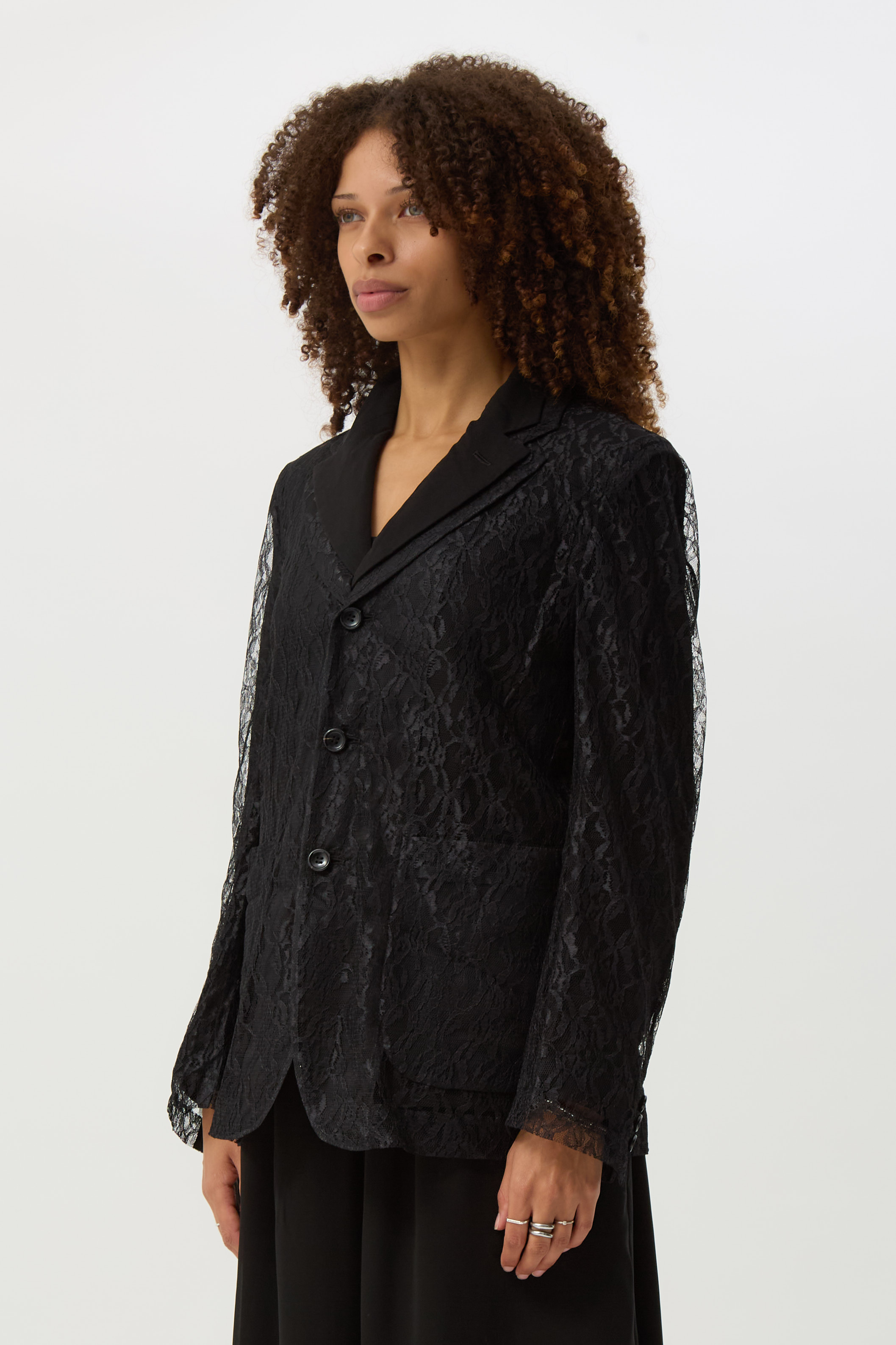 Black Layered Lace Blazer