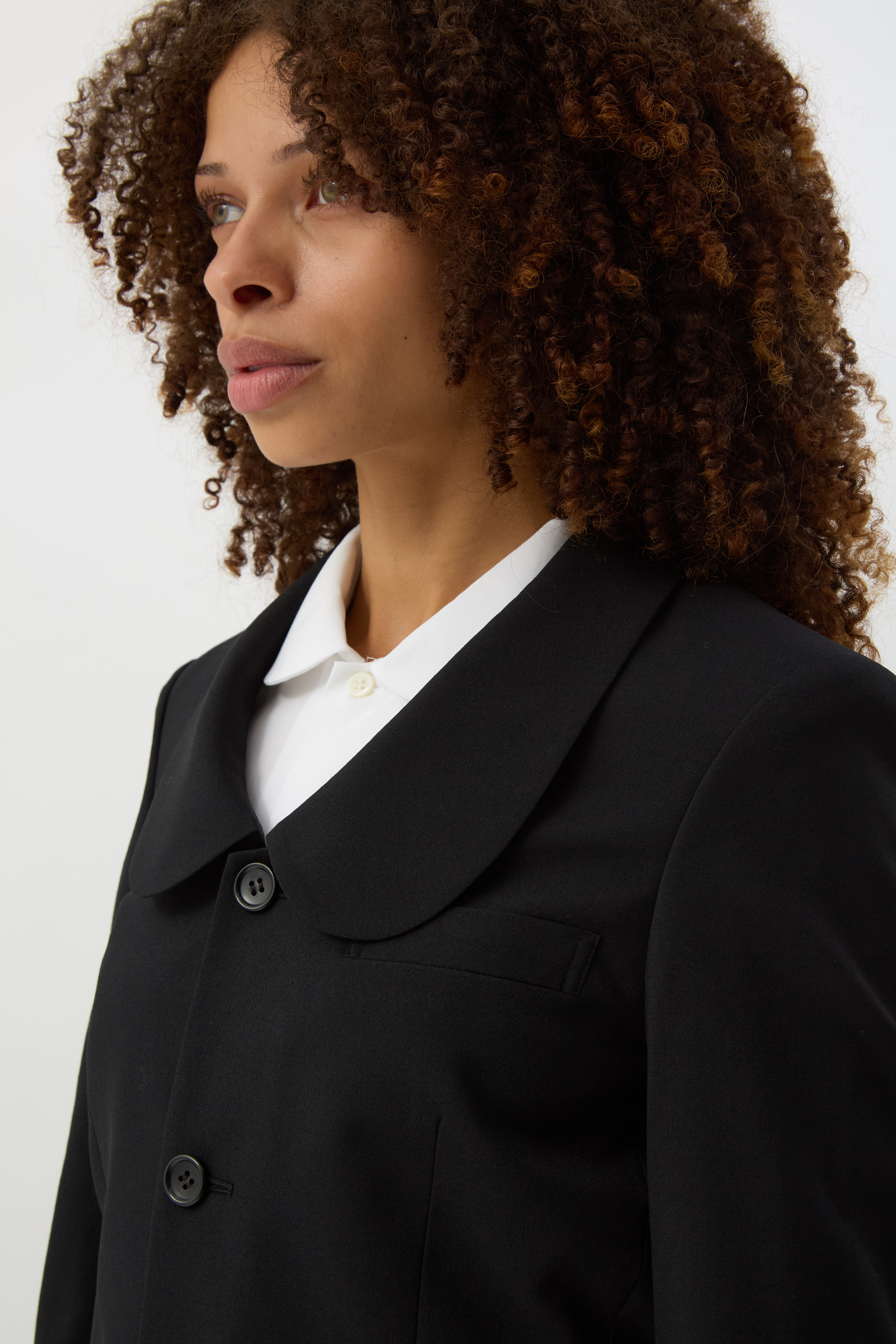 Black Rounded-Collar Jacket
