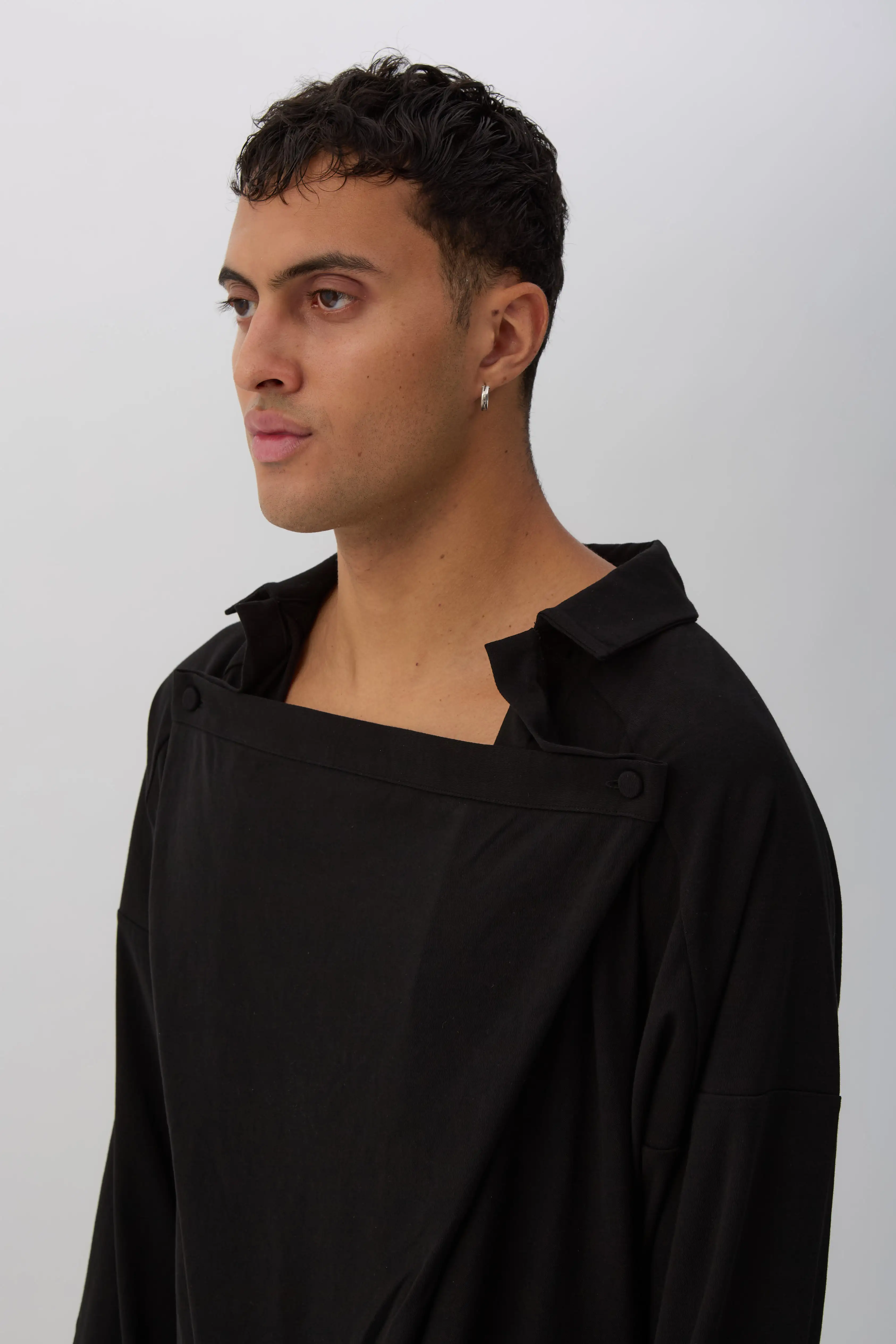 True Black Iskar Draped Shirt