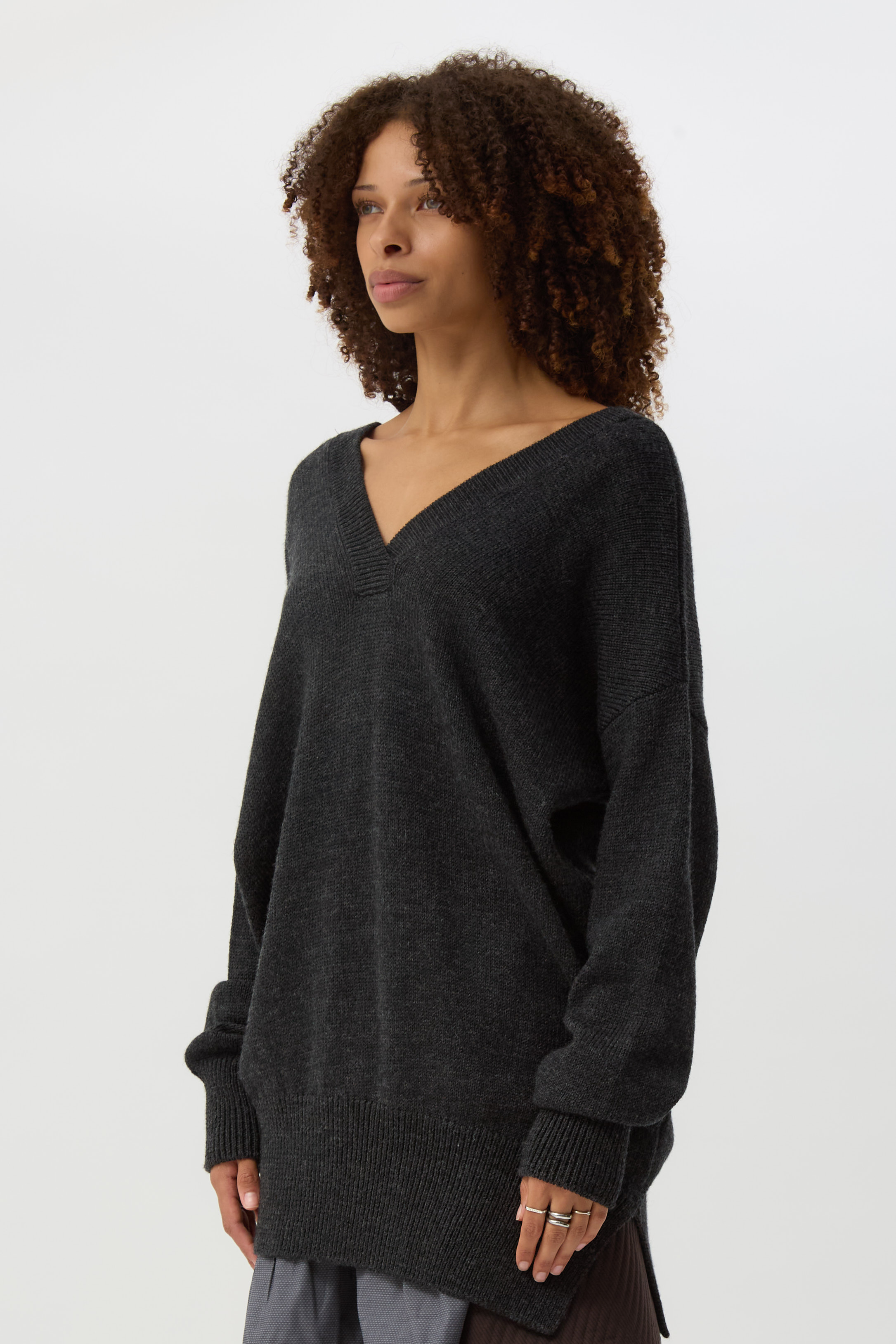Charcoal Raise V-Neck Sweater