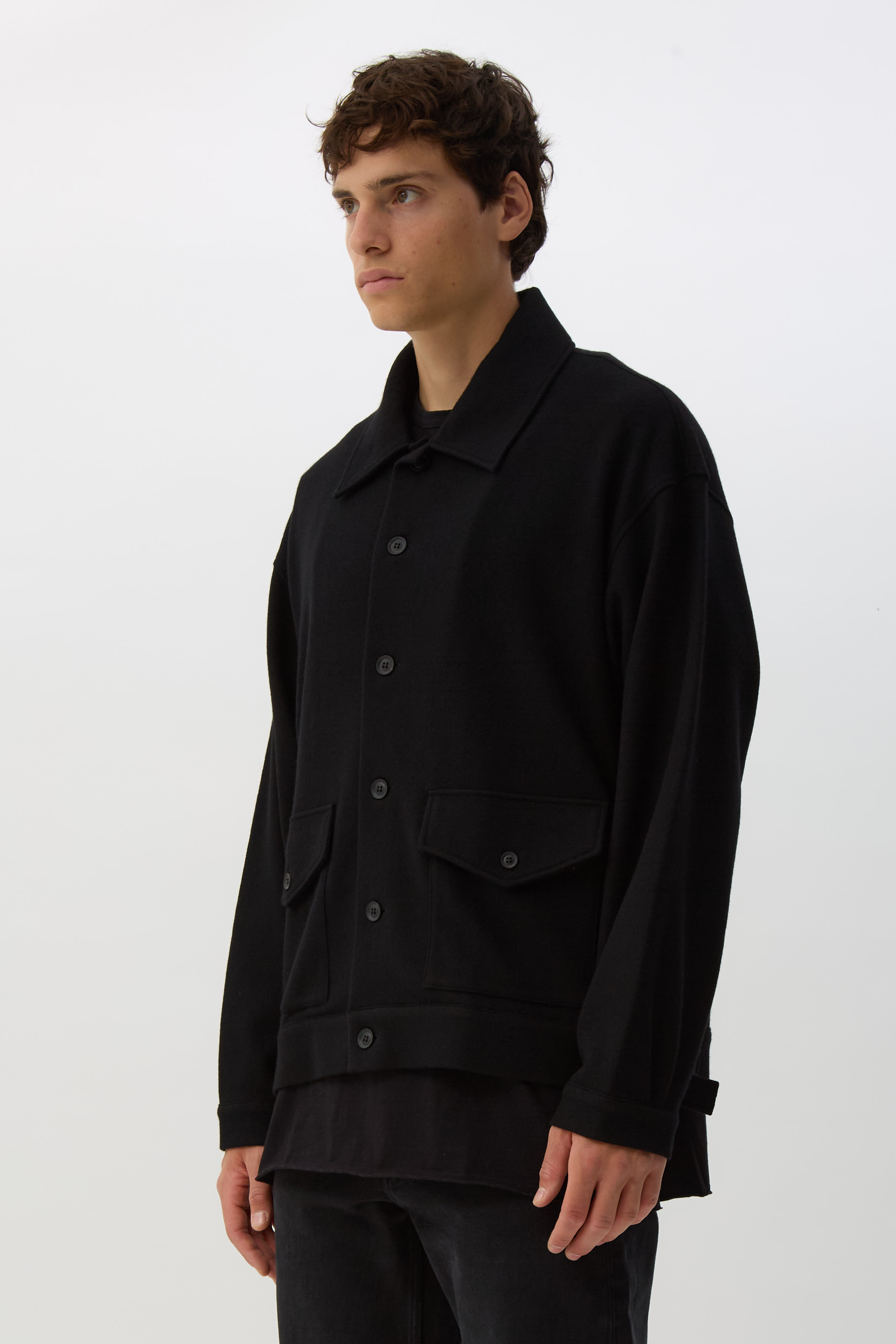 Black Stand Collar Blouson