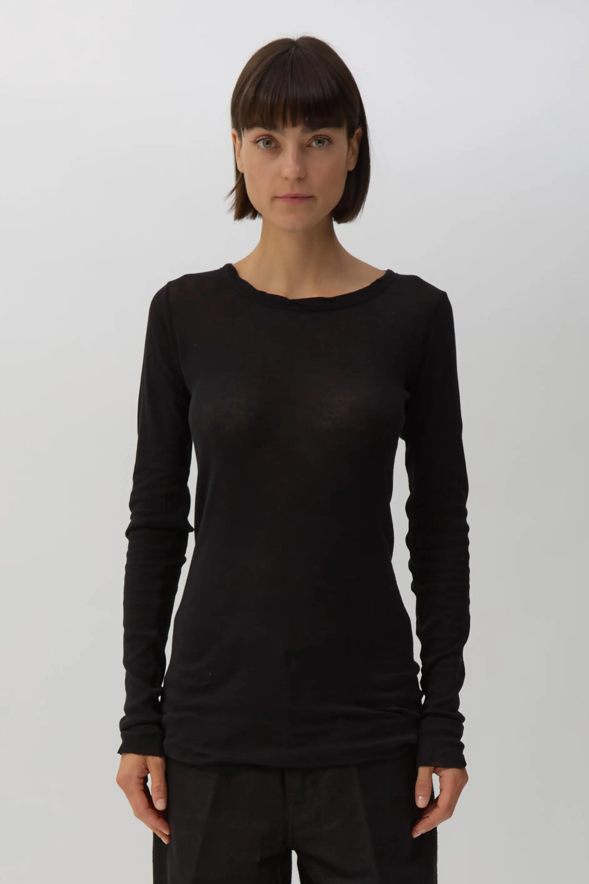 Black Rib Long-Sleeve T