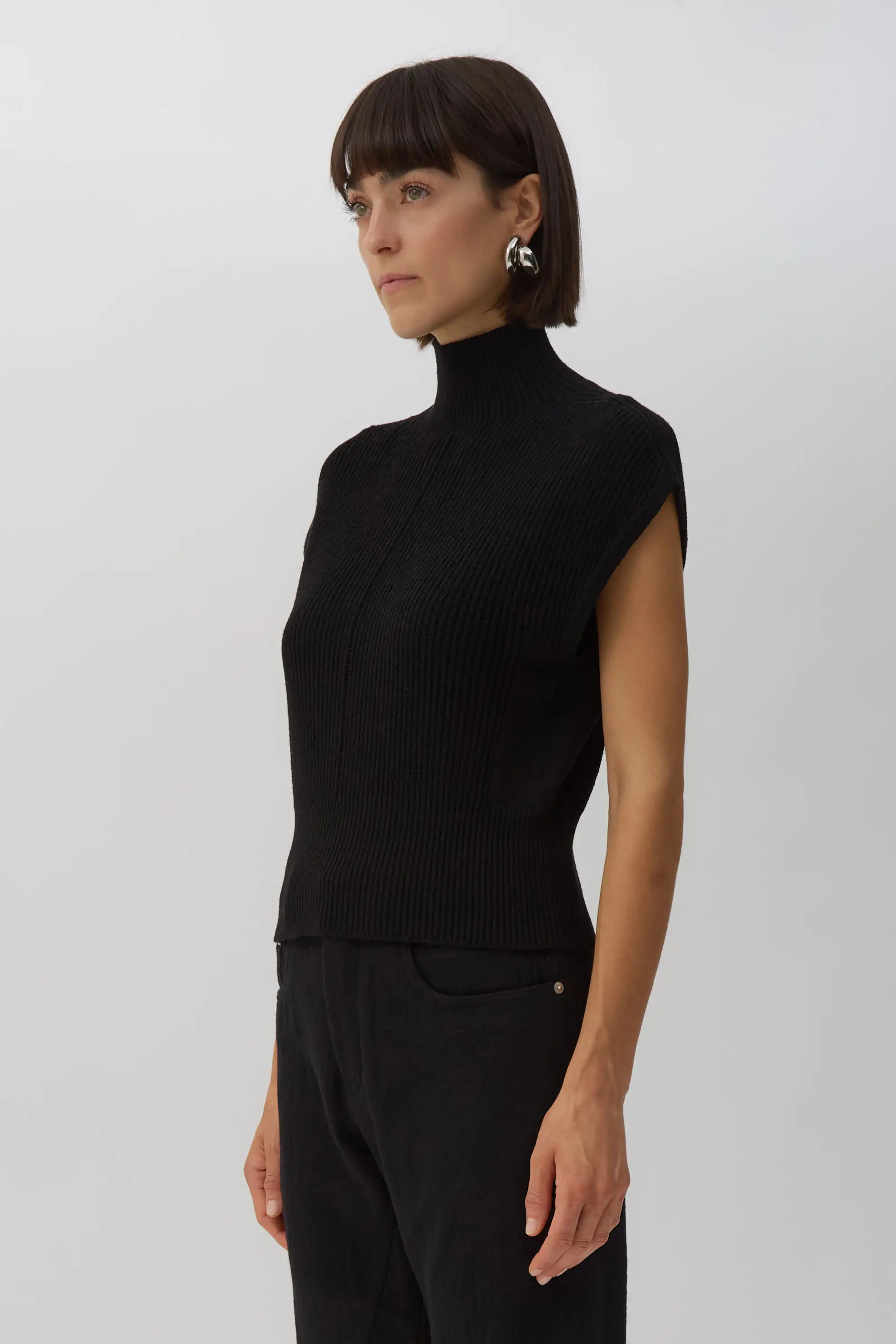 Black Short-Sleeve Turtle Top
