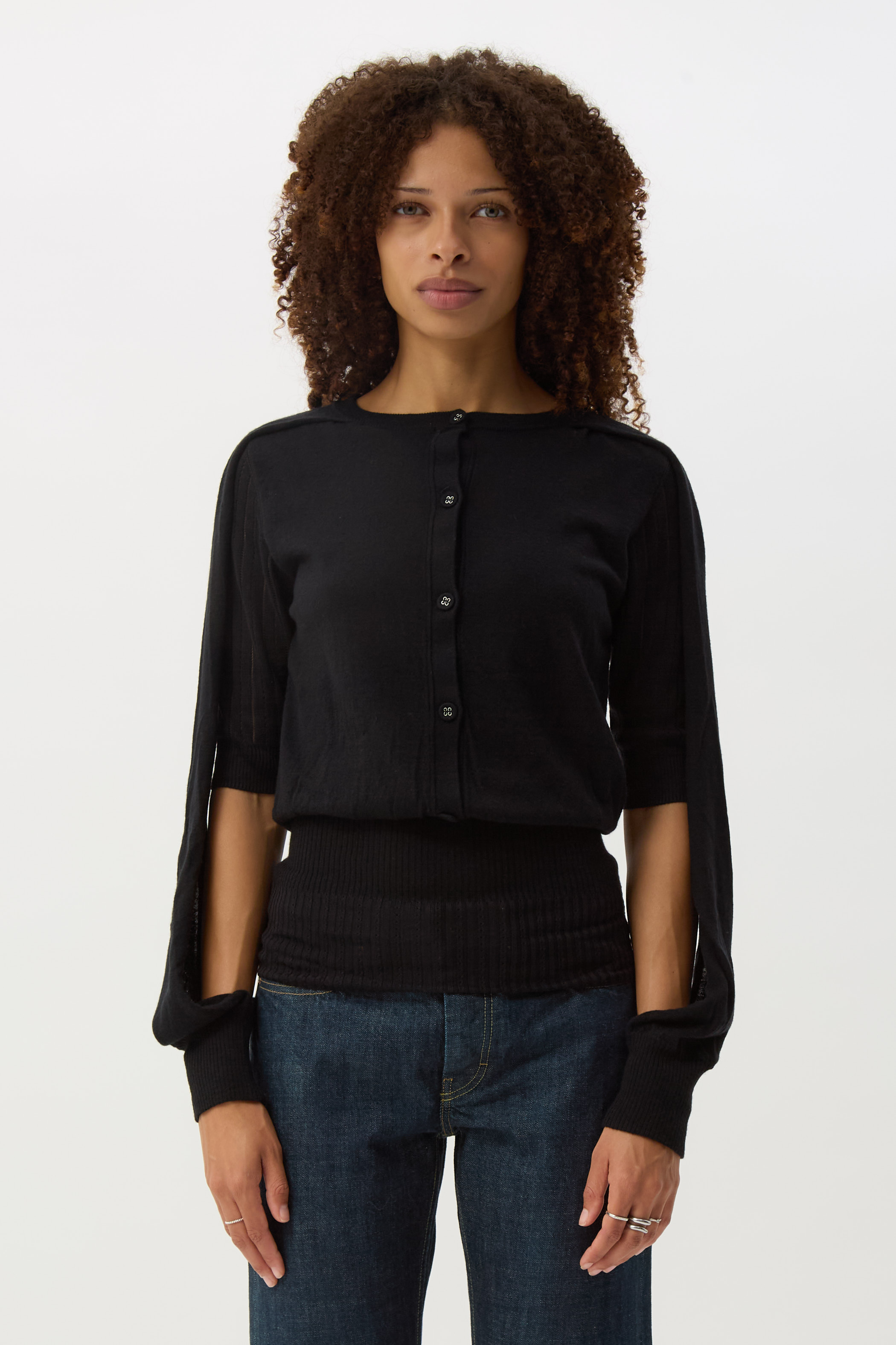 Nebular Black Corella Double Sleeve Jumper