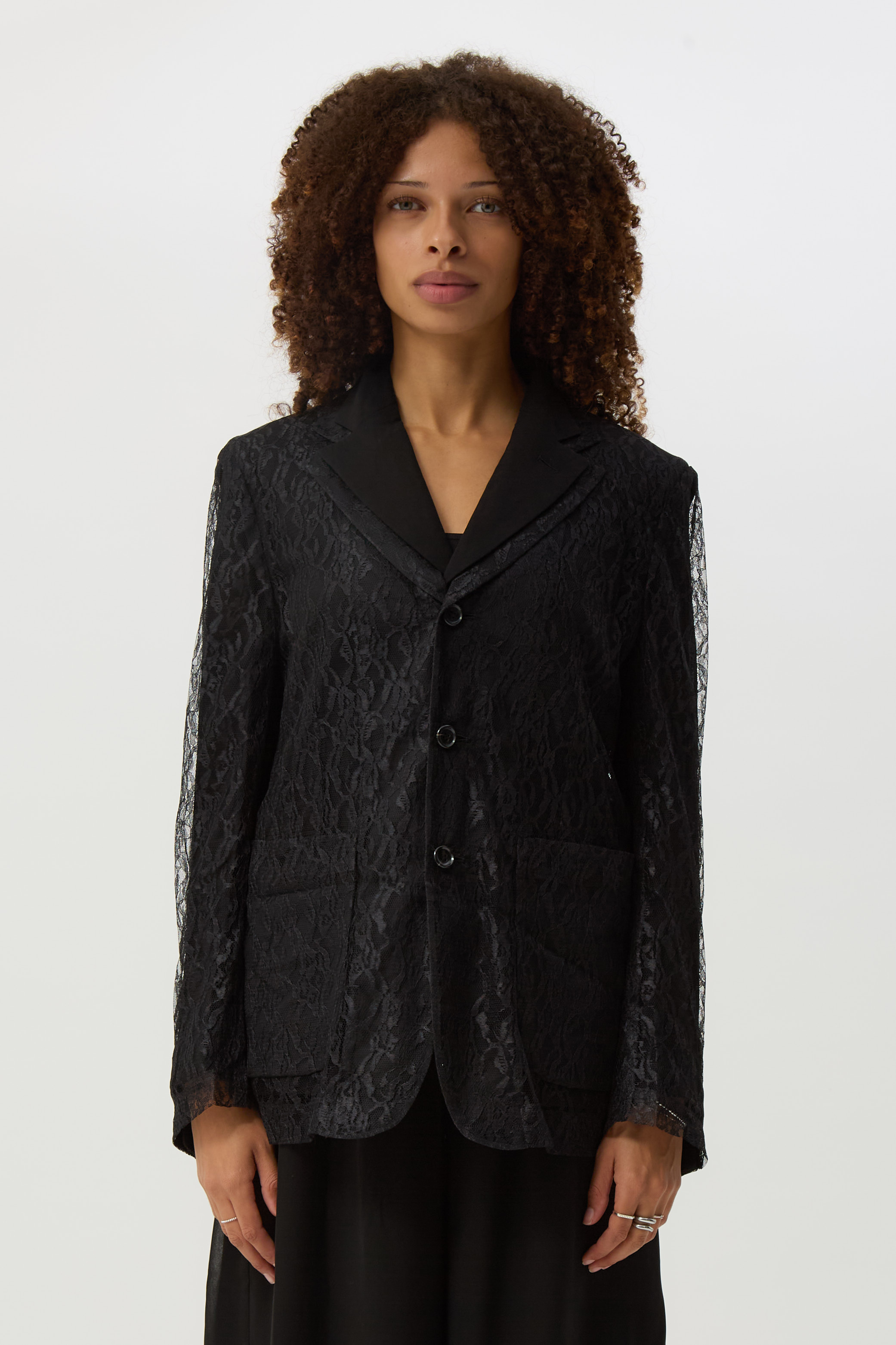 Black Layered Lace Blazer