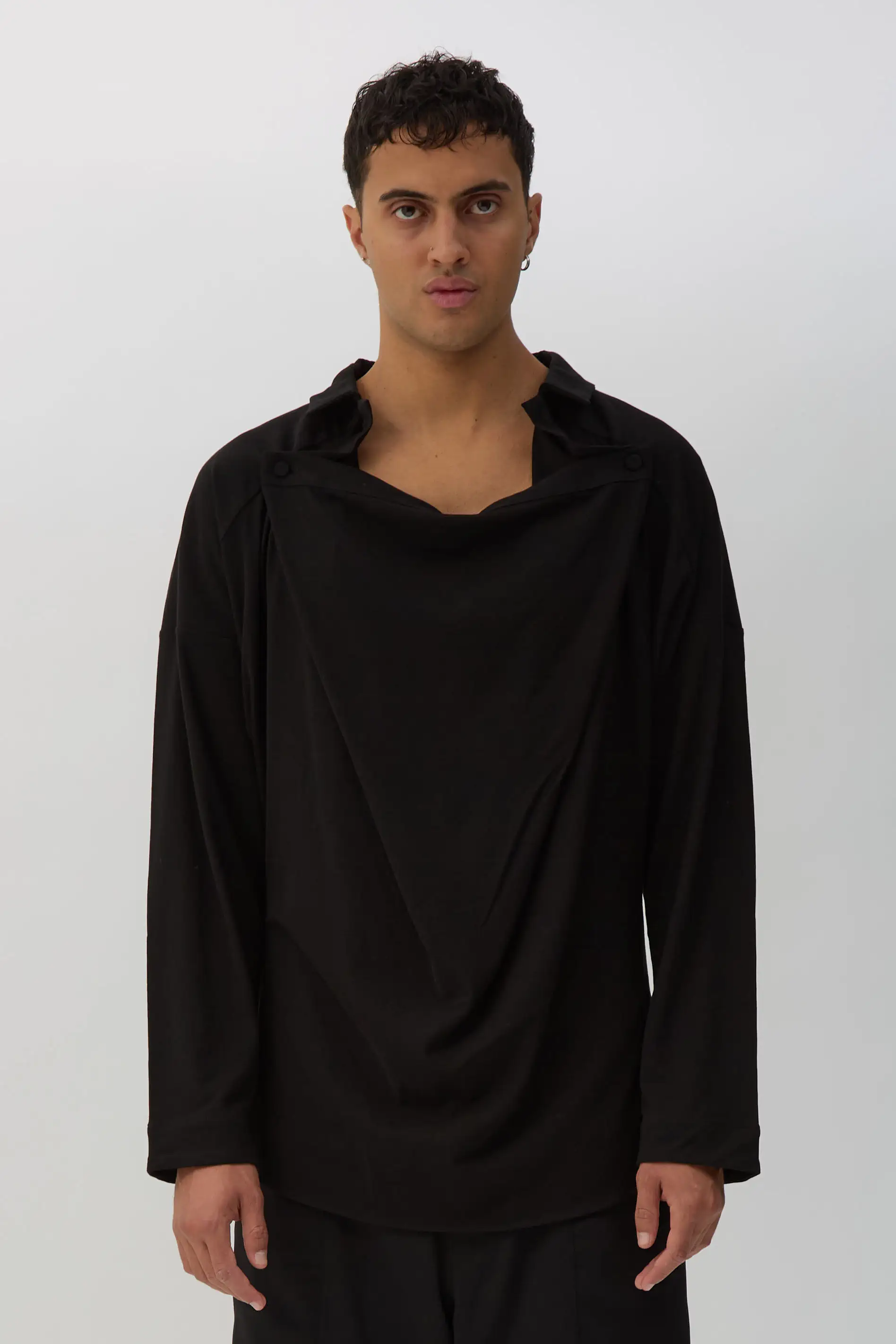 True Black Iskar Draped Shirt