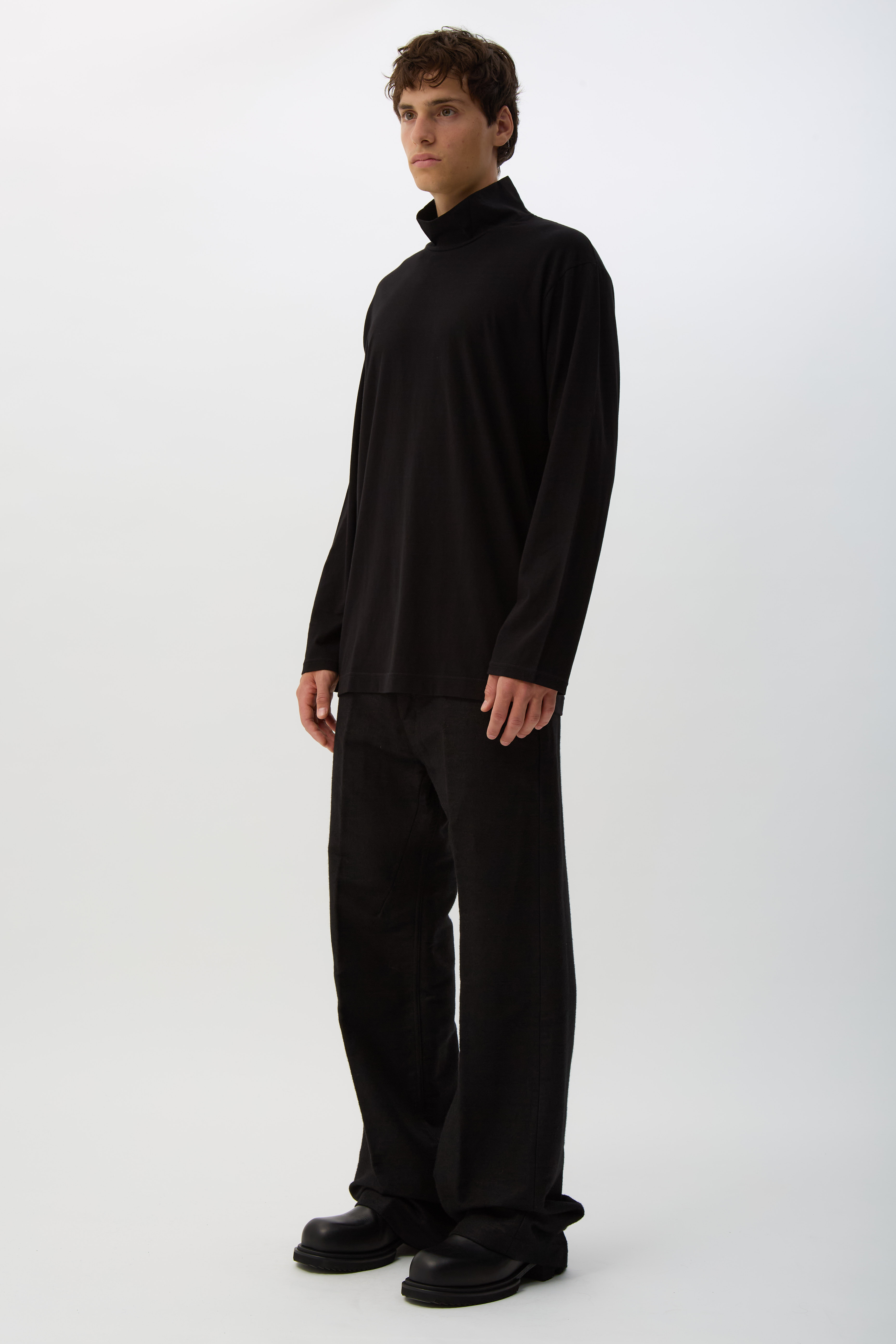 Black High Neck Long-Sleeve T